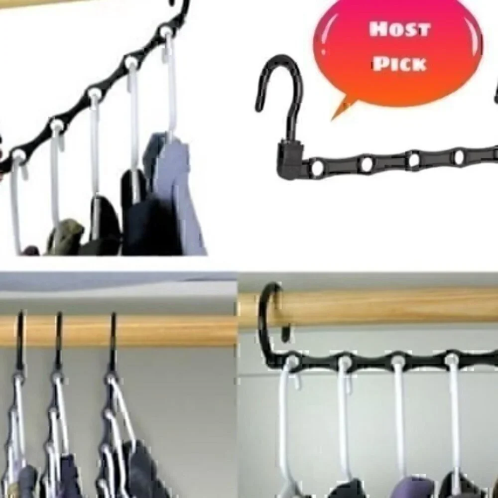 5 Black Wonder Hanger Max. Closet space saver organizer